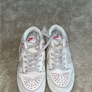 Nike White Sneakers with Red Details